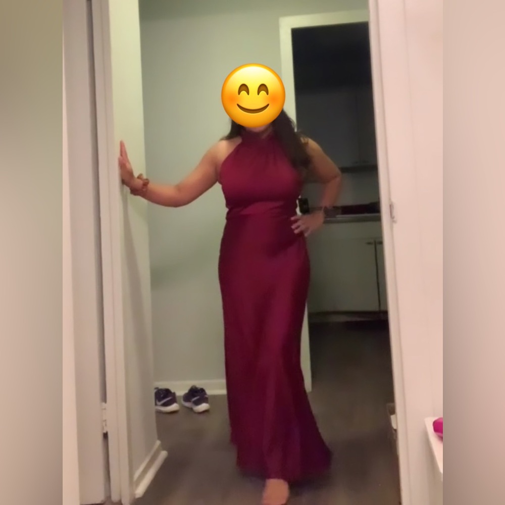 Maroon Satin Cocktail Dress